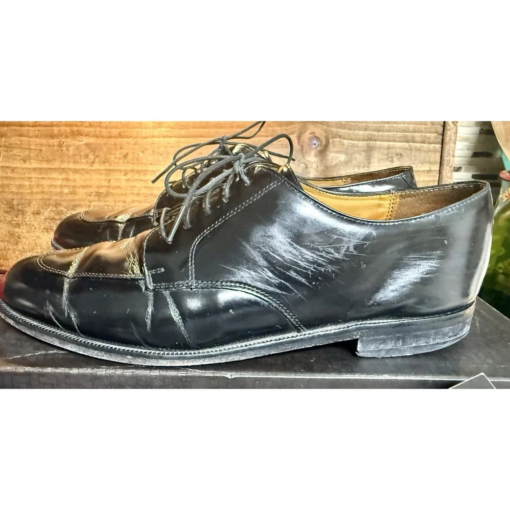 Vintage Cole Haan Black Leather Split Toe Oxford Dress Shoes 10-1/2D Made in USA